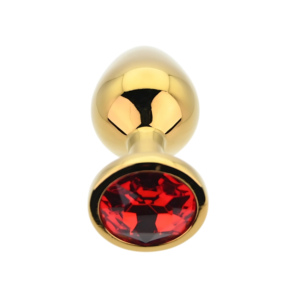 Toosh Gold Metal Butt Plug Medium Red Stone - Image 7