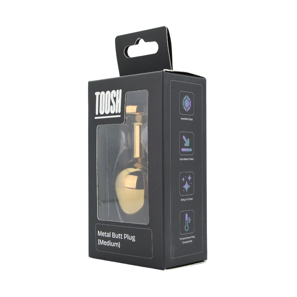 Toosh Gold Metal Butt Plug Medium Red Stone - Image 10