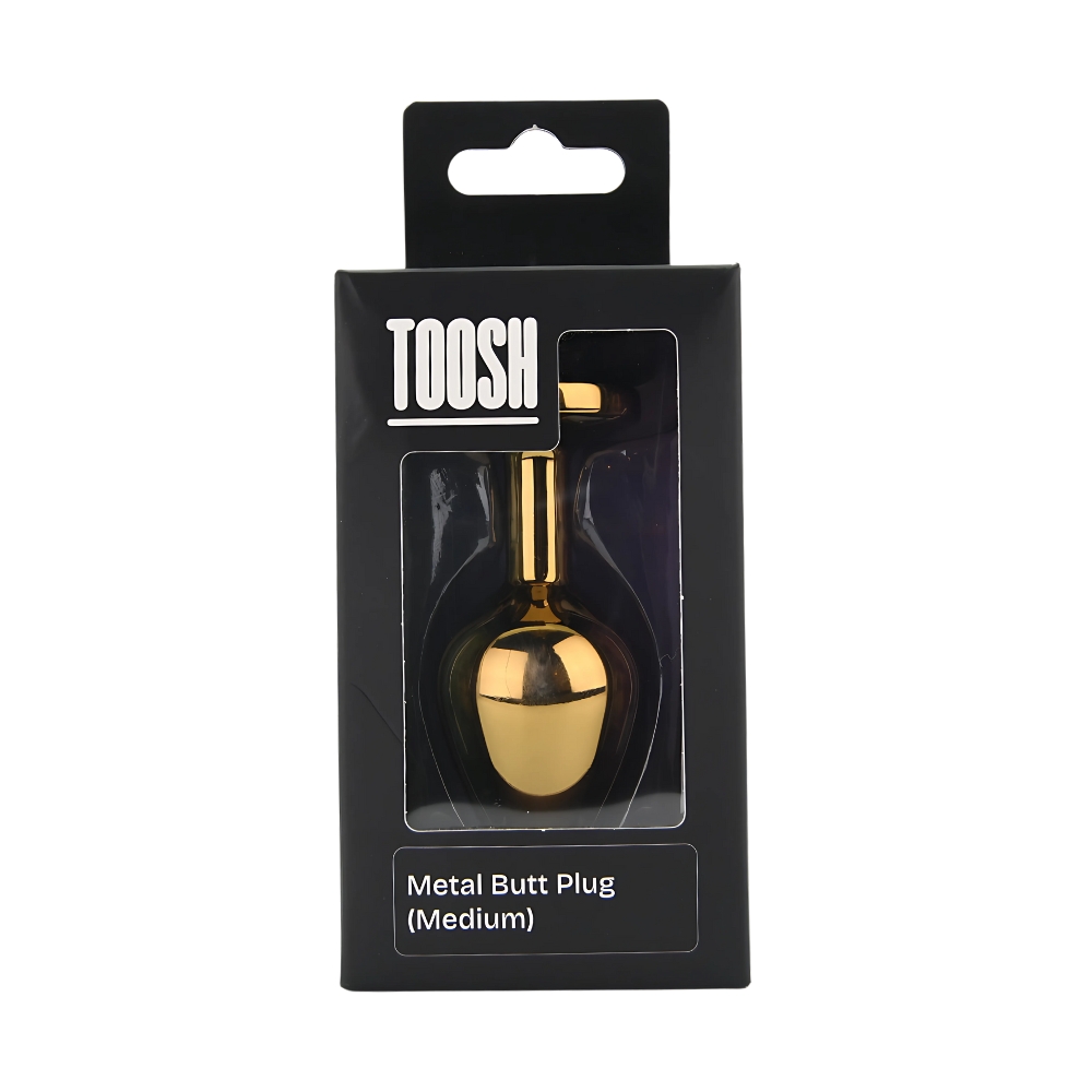 Toosh Gold Metal Butt Plug Medium Red Stone - Image 9