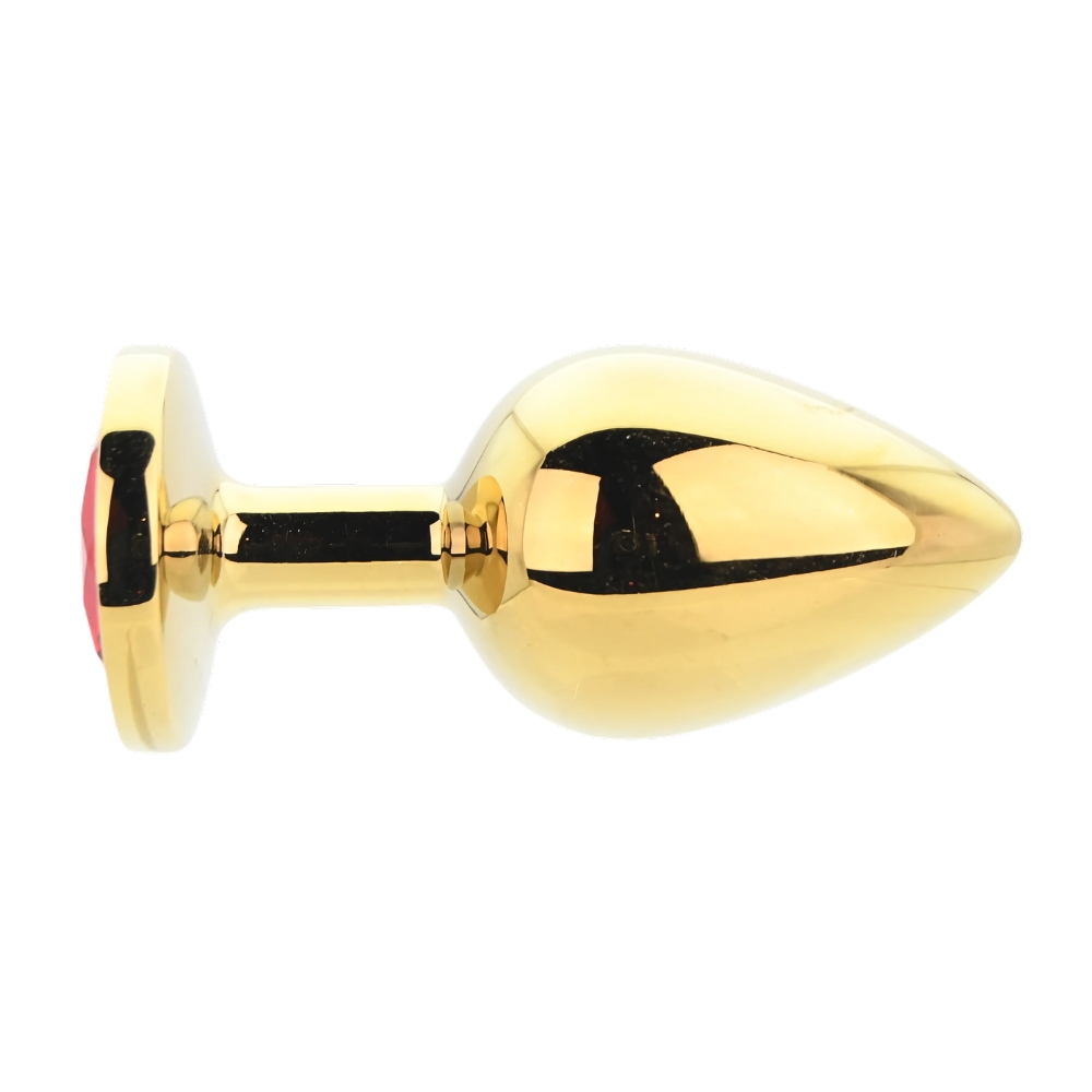Toosh Gold Metal Butt Plug Large Red Stone - Image 3