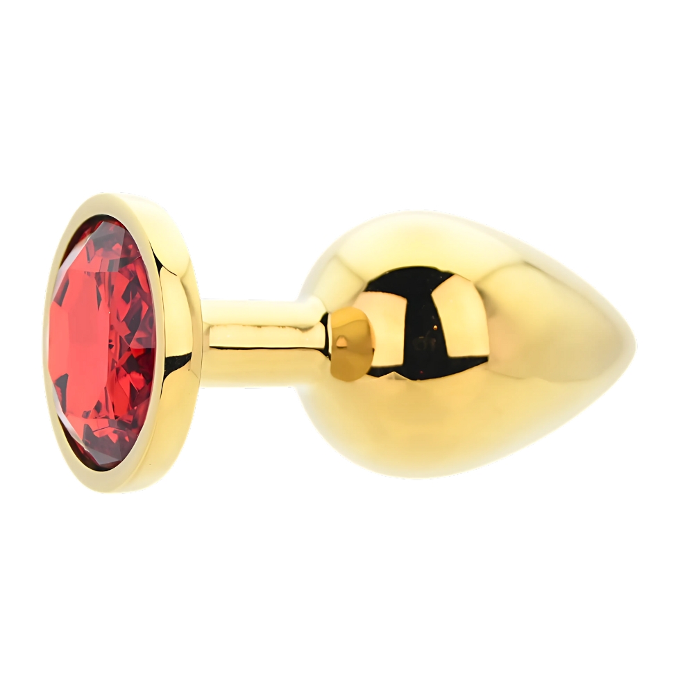 Toosh Gold Metal Butt Plug Large Red Stone - Image 4