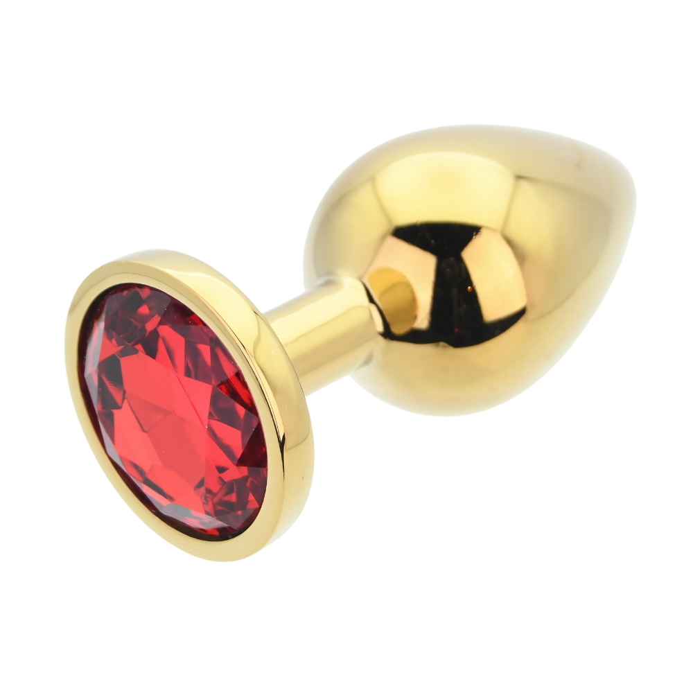 Toosh Gold Metal Butt Plug Large Red Stone - Image 5