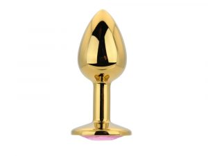 Toosh Gold Metal Butt Plug Small Pink Stone