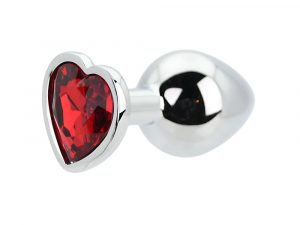 Toosh Heart Shaped Silver with Red Stone Medium