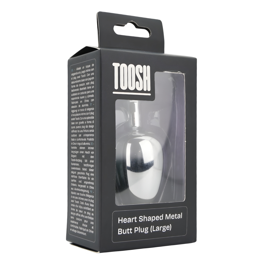 Toosh Heart Shaped Silver Butt Plug with Red Stone Large - Image 9
