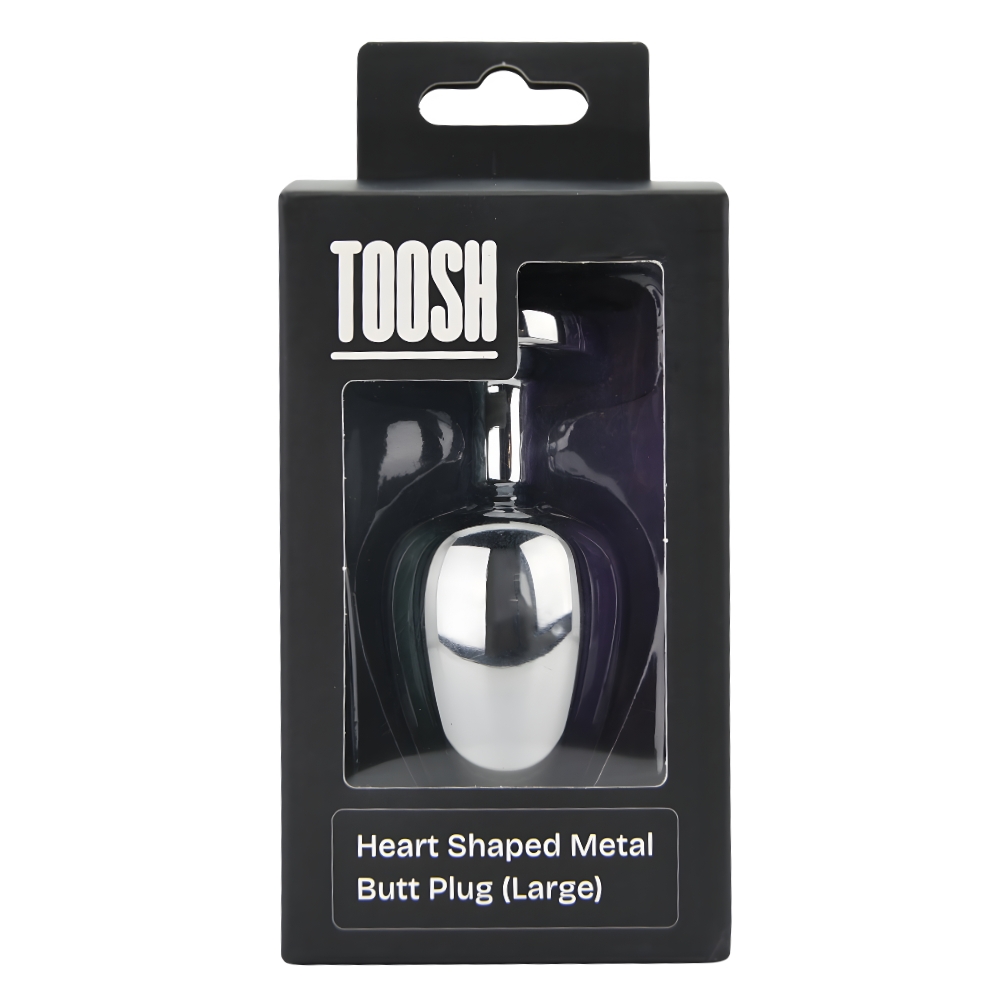 Toosh Heart Shaped Silver Butt Plug with Red Stone Large - Image 8
