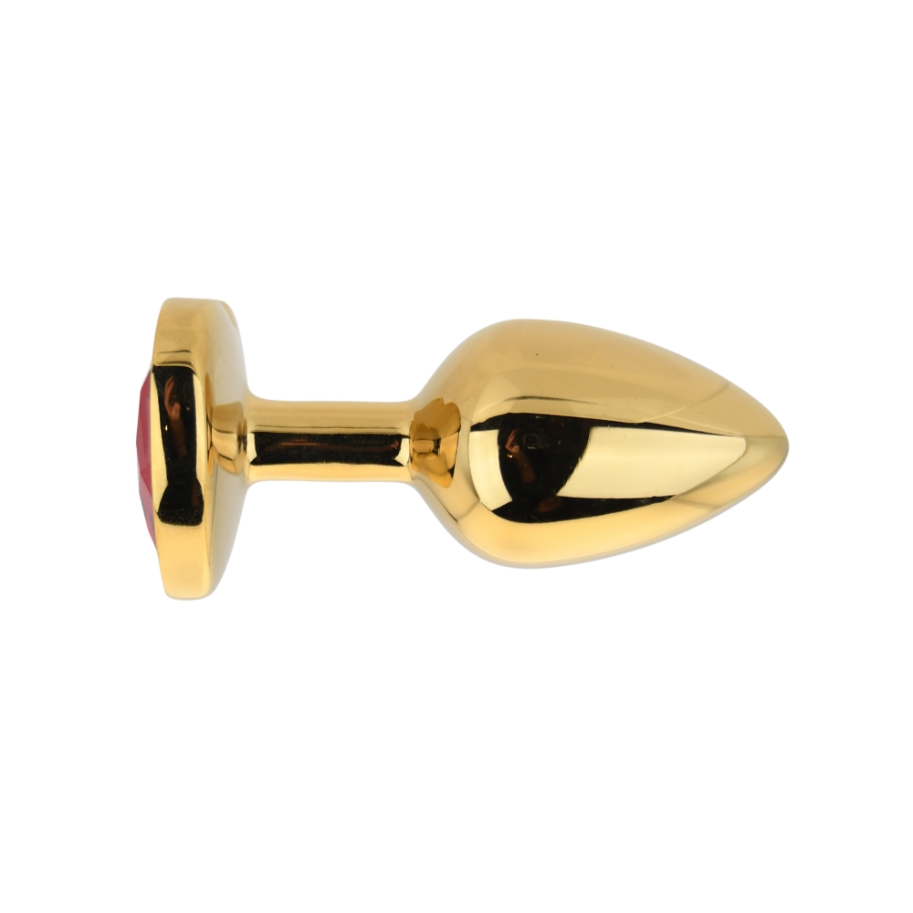 Toosh Heart Shaped Gold Butt Plug with Red Stone Small - Image 3