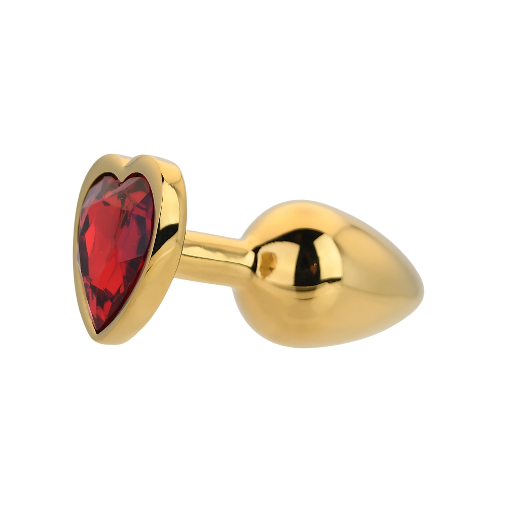 Toosh Heart Shaped Gold Butt Plug with Red Stone Small - Image 6
