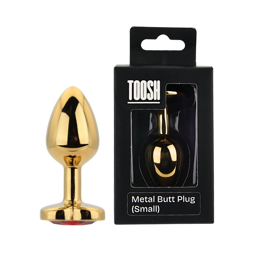 Toosh Heart Shaped Gold Butt Plug with Red Stone Small - Image 11