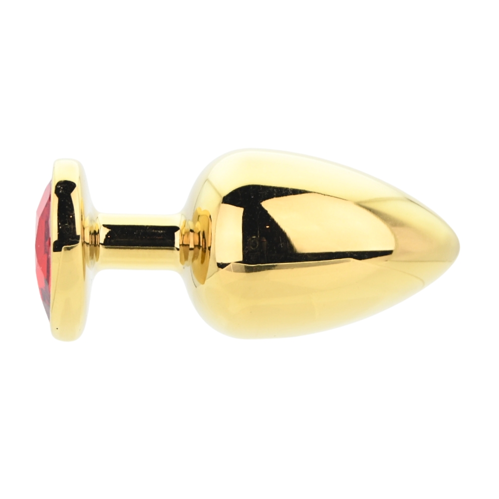 Toosh Heart Shaped Gold Butt Plug with Red Stone Large - Image 3