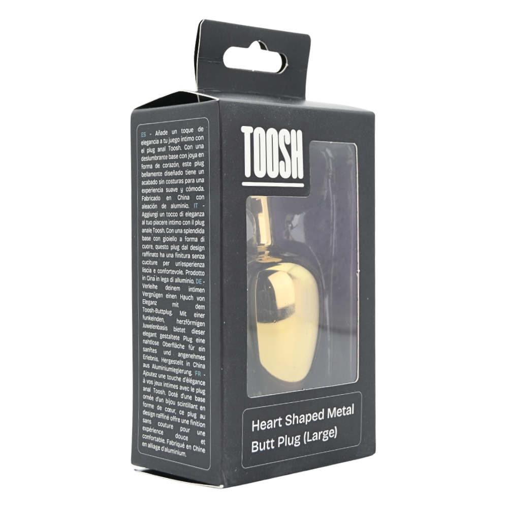 Toosh Heart Shaped Gold Butt Plug with Red Stone Large - Image 8