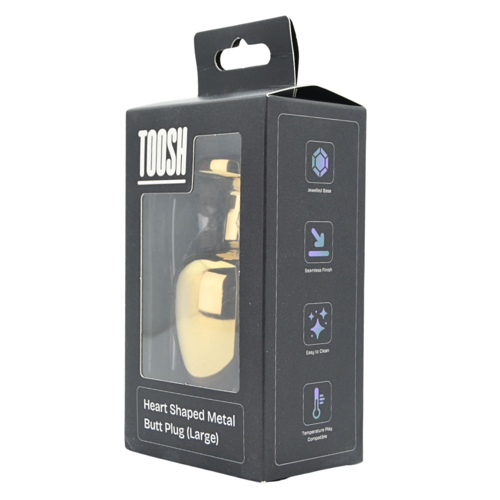 Toosh Heart Shaped Gold Butt Plug with Red Stone Large - Image 9