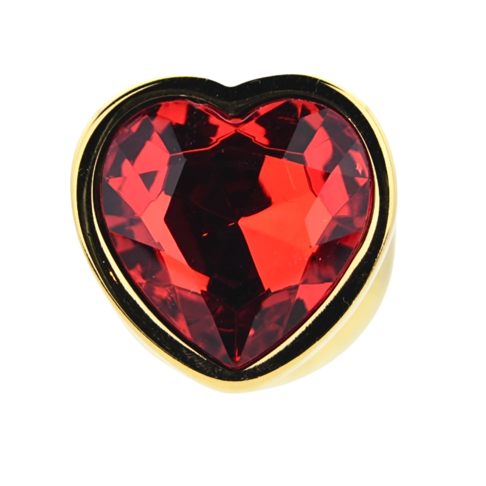 Toosh Heart Shaped Gold Butt Plug with Red Stone Large - Image 6