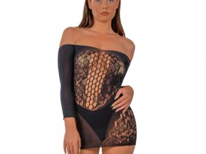 Lace by LJ Off the Shoulder Mini Dress Black