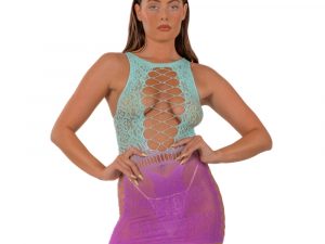 Lace by LJ Ombre Faux Lace Up Mini Dress