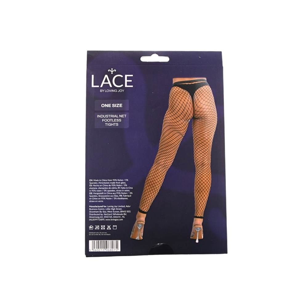 Lace by LJ One Size Industrial Net Footless Tights Black - Image 6