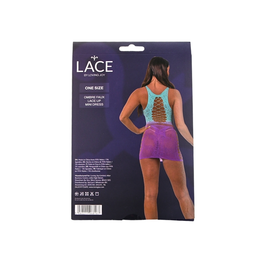 Lace by LJ Ombre Faux Lace Up Mini Dress - Image 7