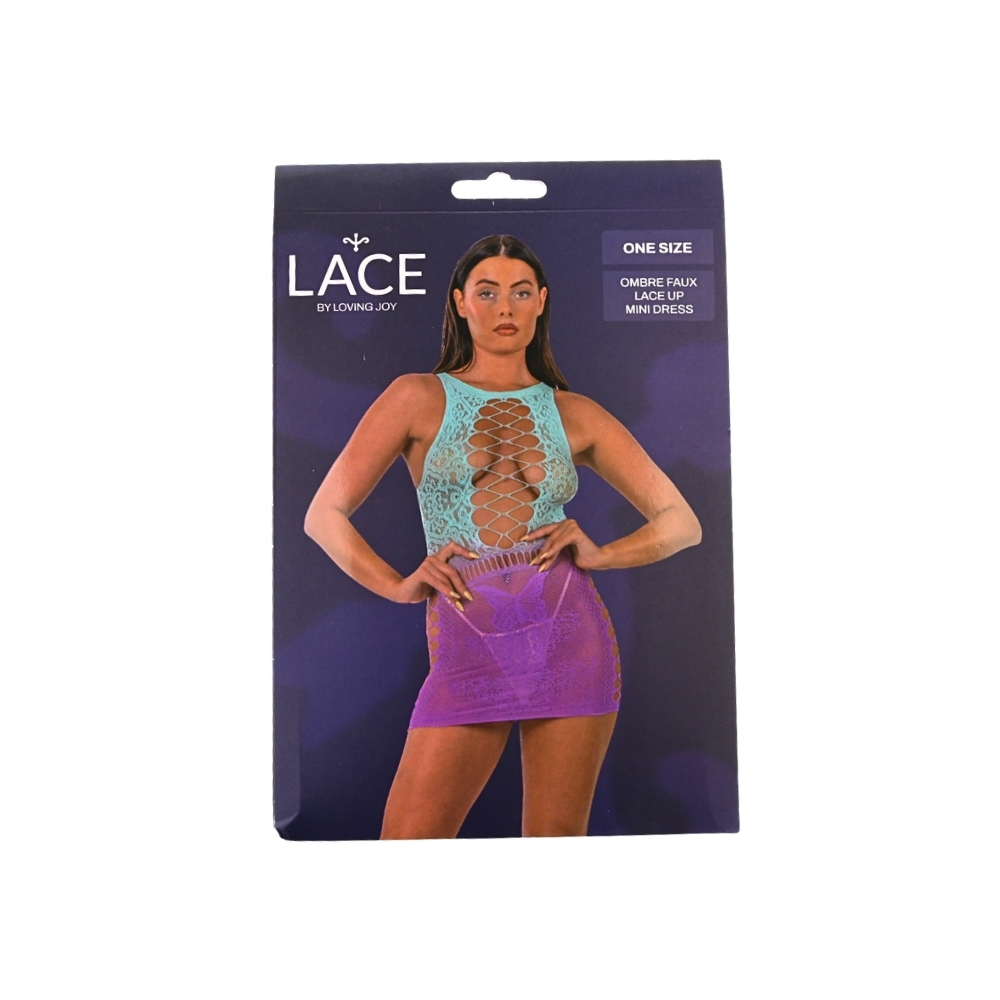 Lace by LJ Ombre Faux Lace Up Mini Dress - Image 6