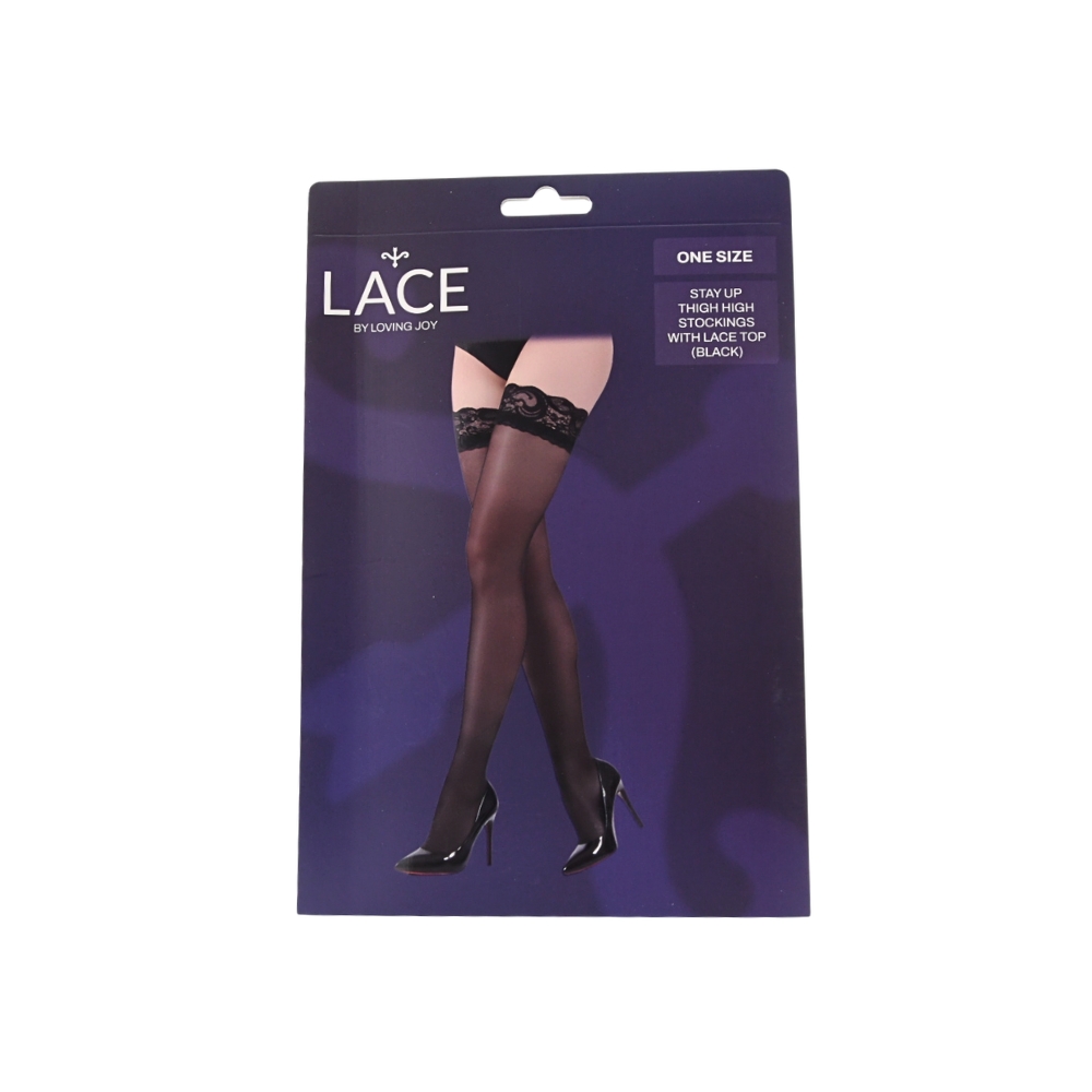Lace by LJ Stay Up Thigh High Stockings with Lace Top - Image 4