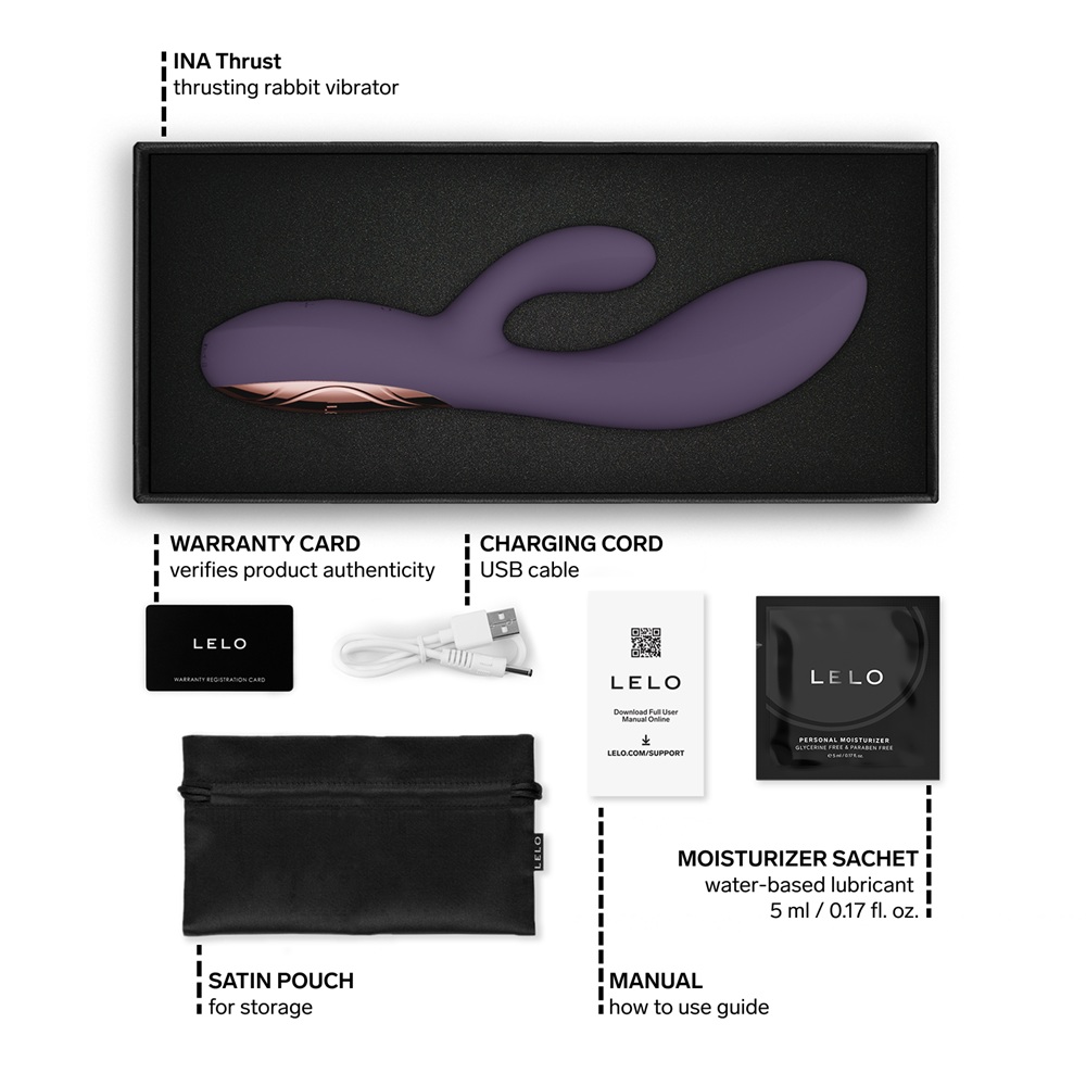 LELO Ina Thrust Thrusting Rabbit Vibrator Purple Twilight - Image 3